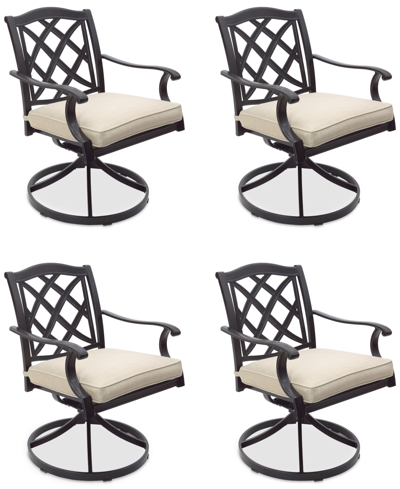 AGIO WYTHBURN MIX AND MATCH LATTICE OUTDOOR SWIVEL CHAIRS, SET OF 4