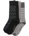 CALVIN KLEIN MEN'S CREW LENGTH DRESS SOCKS, ASSORTED PATTERNS, PACK OF 4