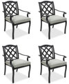 Agio Wythburn Mix And Match Lattice Outdoor Dining Chairs, Set Of 4 In Oyster Light Grey,bronze Finish