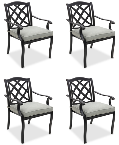 Agio Wythburn Mix And Match Lattice Outdoor Dining Chairs, Set Of 4 In Oyster Light Grey,pewter Finish