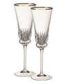 VILLEROY & BOCH GRAND ROYAL GOLD-TONE FLUTE GLASSES, PAIR OF 2