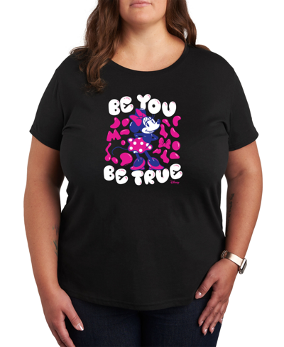 Air Waves Trendy Plus Size Minnie Mouse Be You Graphic T-shirt In Black