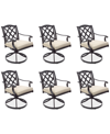 Agio Wythburn Mix And Match Lattice Outdoor Swivel Chairs, Set Of 6 In Straw Natural,bronze Finish