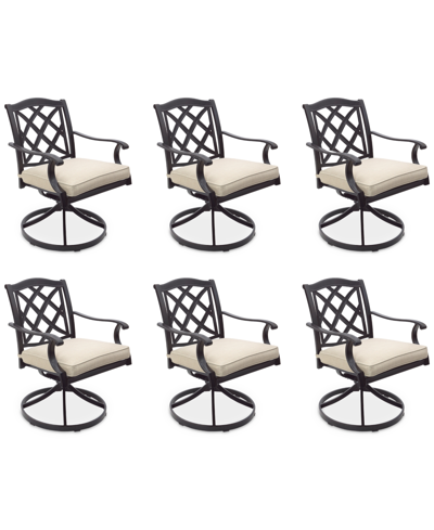 AGIO WYTHBURN MIX AND MATCH LATTICE OUTDOOR SWIVEL CHAIRS, SET OF 6