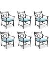 Agio Wythburn Mix And Match Scroll Outdoor Dining Chairs, Set Of 6 In Spa Light Blue,bronze Finish