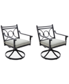 Agio Wythburn Mix And Match Scroll Outdoor Swivel Chairs, Set Of 2 In Oyster Light Grey,pewter Finish