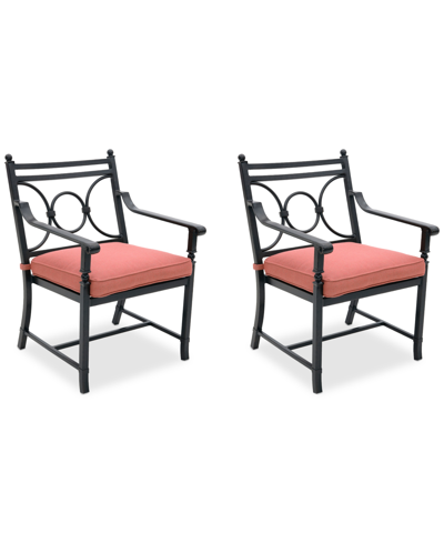 Agio Wythburn Mix And Match Scroll Outdoor Dining Chairs, Set Of 2 In Peony Brick Red,bronze Finish