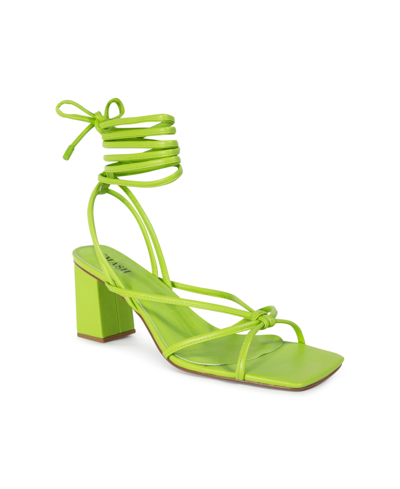 Smash Shoes Women's Eva Block Heel Lace-up Sandals In Green