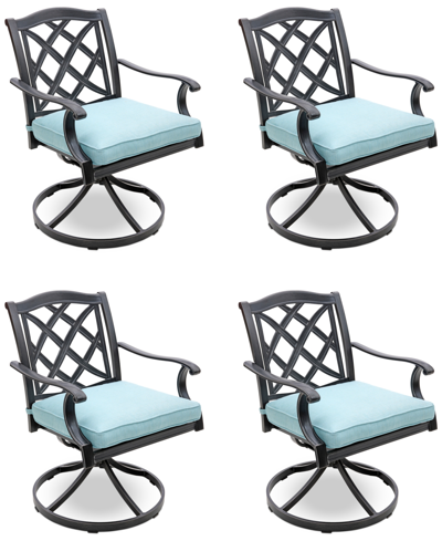 AGIO WYTHBURN MIX AND MATCH LATTICE OUTDOOR SWIVEL CHAIRS, SET OF 4, CREATED FOR MACY'S