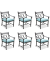 Agio Wythburn Mix And Match Scroll Outdoor Dining Chairs, Set Of 6 In Spa Light Blue,pewter Finish