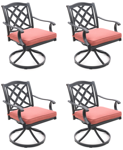 AGIO WYTHBURN MIX AND MATCH LATTICE OUTDOOR SWIVEL CHAIRS, SET OF 4, CREATED FOR MACY'S
