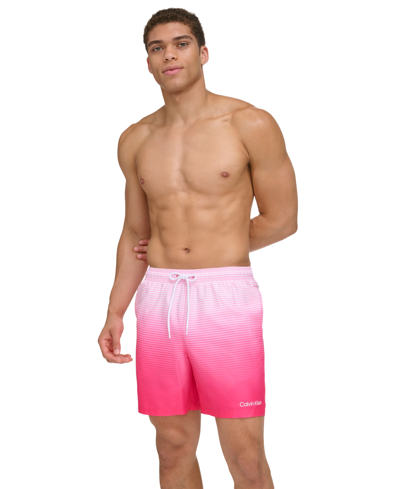 Calvin Klein Men's Gradient Striped 7" Volley Swim Trunks In Pink