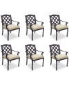 Agio Wythburn Mix And Match Lattice Outdoor Dining Chairs, Set Of 6 In Straw Natural,bronze Finish