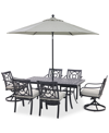 Agio St Croix Outdoor 7-pc Dining Set (68x38" Table + 4 Dining Chairs + 2 Swivel Chairs) In Oyster Light Grey