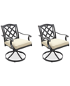 Agio Wythburn Mix And Match Lattice Outdoor Swivel Chairs, Set Of 2 In Straw Natural,pewter Finish