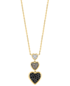 EFFY COLLECTION EFFY MULTICOLOR DIAMOND TRIPLE HEART DROP PENDANT NECKLACE (3/8 CT. T.W.) IN 14K GOLD, 17" + 1" EXTE