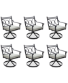 Agio Wythburn Mix And Match Scroll Outdoor Swivel Chairs, Set Of 6 In Oyster Light Grey,pewter Finish