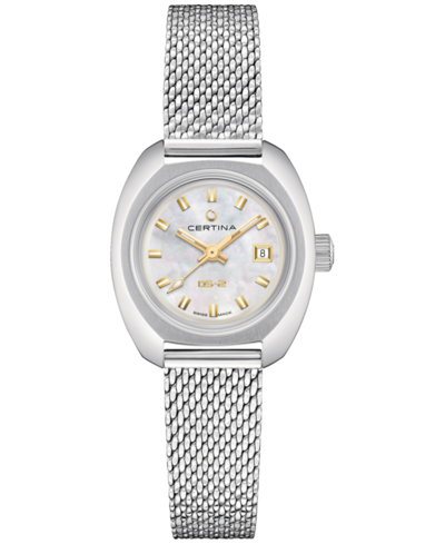 Certina Women's Swiss Automatic Ds-2 Lady Stainless Steel Mesh Bracelet Watch 28mm In Mother Of Pearl