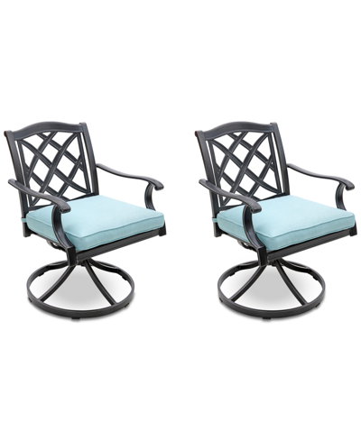 Agio Wythburn Mix And Match Lattice Outdoor Swivel Chairs, Set Of 2 In Spa Light Blue,pewter Finish
