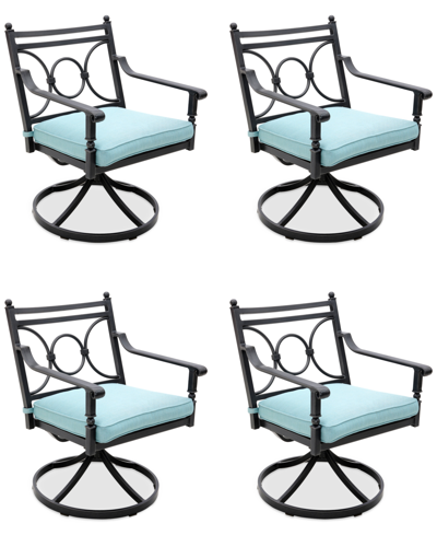 AGIO WYTHBURN MIX AND MATCH SCROLL OUTDOOR SWIVEL CHAIRS, SET OF 4