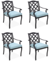 Agio Wythburn Mix And Match Lattice Outdoor Dining Chairs, Set Of 4 In Spa Light Blue,bronze Finish