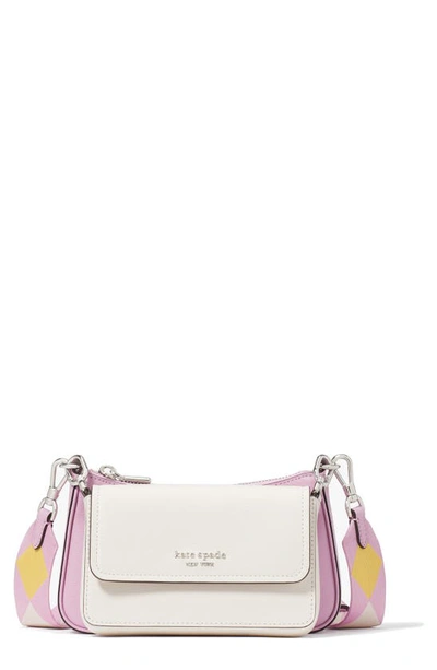 Kate Spade Morgan Double Up Colourblock Saffiano Leather Crossbody Bag In Parchment Multi