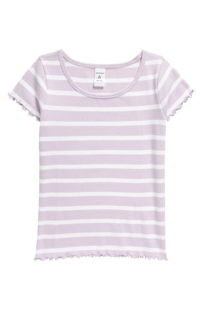 Nordstrom Kids' Stripe Baby Tee In Purple And White Stripe