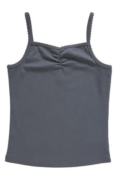 Treasure & Bond Kids' Ruched Cotton Blend Tank Top In Navy India Ink