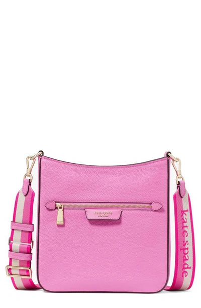 Kate Spade Hudson Pebble Leather Messenger Bag In Pink