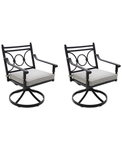 Agio Wythburn Mix And Match Scroll Outdoor Swivel Chairs, Set Of 2 In Oyster Light Grey,bronze Finish