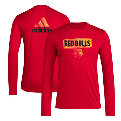 Adidas Originals Adidas Red New York Red Bulls Local Pop Aeroready Long Sleeve T-shirt