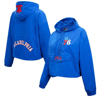 PRO STANDARD PRO STANDARD ROYAL PHILADELPHIA 76ERS CLASSIC WIND WOVEN CROPPED HALF-ZIP JACKET