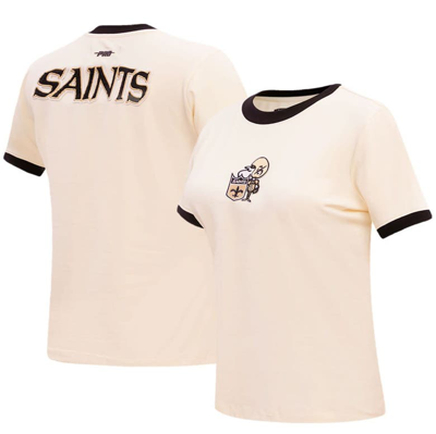 Pro Standard Cream New Orleans Saints Retro Classic Ringer T-shirt
