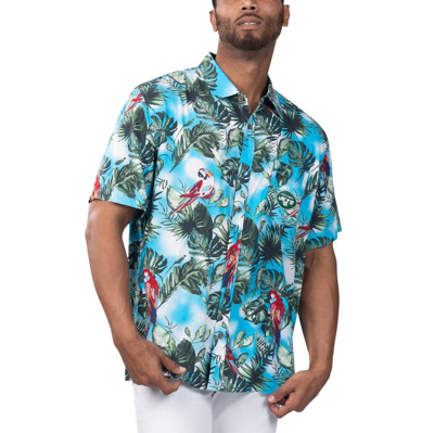 Margaritaville Light Blue New York Jets Jungle Parrot Party Button-up Shirt