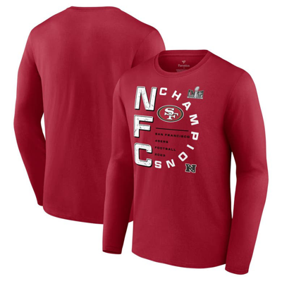 Fanatics Branded Scarlet San Francisco 49ers 2023 Nfc Champions Right Side Draw Long Sleeve T-shirt