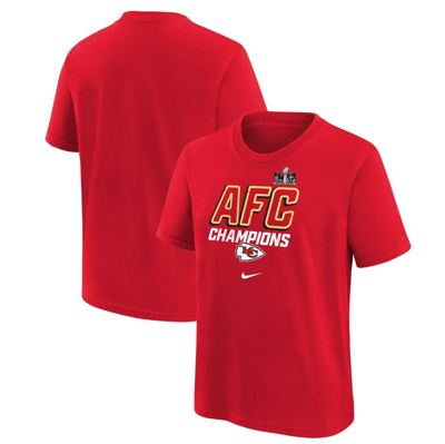 Nike Kids' Big Boys  Red Kansas City Chiefs 2023 Afc Champions Iconic T-shirt