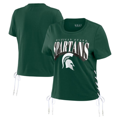 Wear By Erin Andrews Green Michigan State Spartans Side Lace-up Modest Crop T-shirt