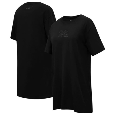 Pro Standard Black Michigan Wolverines Tonal Neutral Mini T-shirt Dress