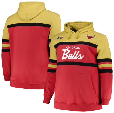 Mitchell & Ness Red Chicago Bulls Big & Tall Hardwood Classics Head Coach Pullover Hoodie In Red,gold