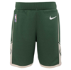 NIKE PRESCHOOL NIKE HUNTER GREEN MILWAUKEE BUCKS ICON REPLICA SHORTS