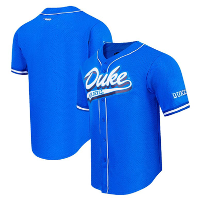 Pro Standard Royal Duke Blue Devils Mesh Full-button Replica Baseball Jersey