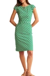 Boden Florrie Floral Jersey Dress In Green Tambourine Foliage Geo