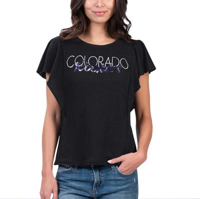 G-iii 4her By Carl Banks Black Colorado Rockies Crowd Wave T-shirt