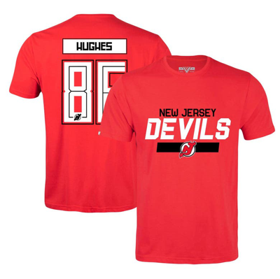 Levelwear Men's  Jack Hughes Red New Jersey Devils Richmond Player Name And Number T-shirt