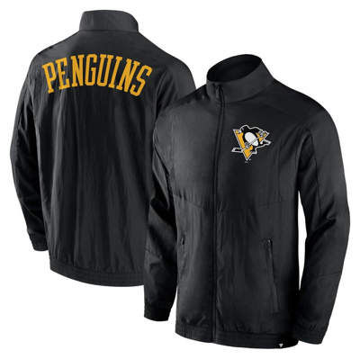 Fanatics Branded Black Pittsburgh Penguins Step Up Crinkle Raglan Full-zip Windbreaker Jacket