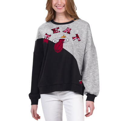 G-iii 4her By Carl Banks Black Miami Heat Benches Split Pullover Sweatshirt