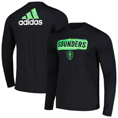 Adidas Originals Adidas Black Seattle Sounders Fc Local Pop Aeroready Long Sleeve T-shirt