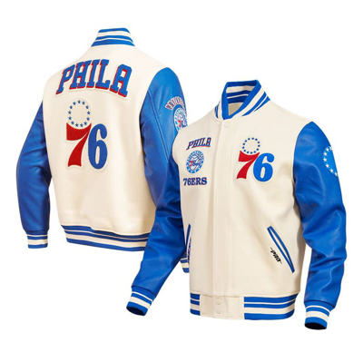 Pro Standard Cream Philadelphia 76ers Retro Classic Varsity Full-zip Jacket