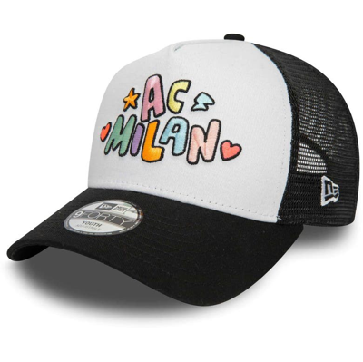 New Era Kids' Youth  Black Ac Milan Wordmark E-frame 9forty Trucker Adjustable Hat