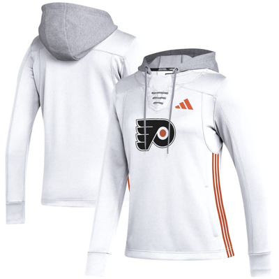 Adidas Originals Women's Adidas White Philadelphia Flyers Refresh Skate Lace Aeroready Pullover Hoodie